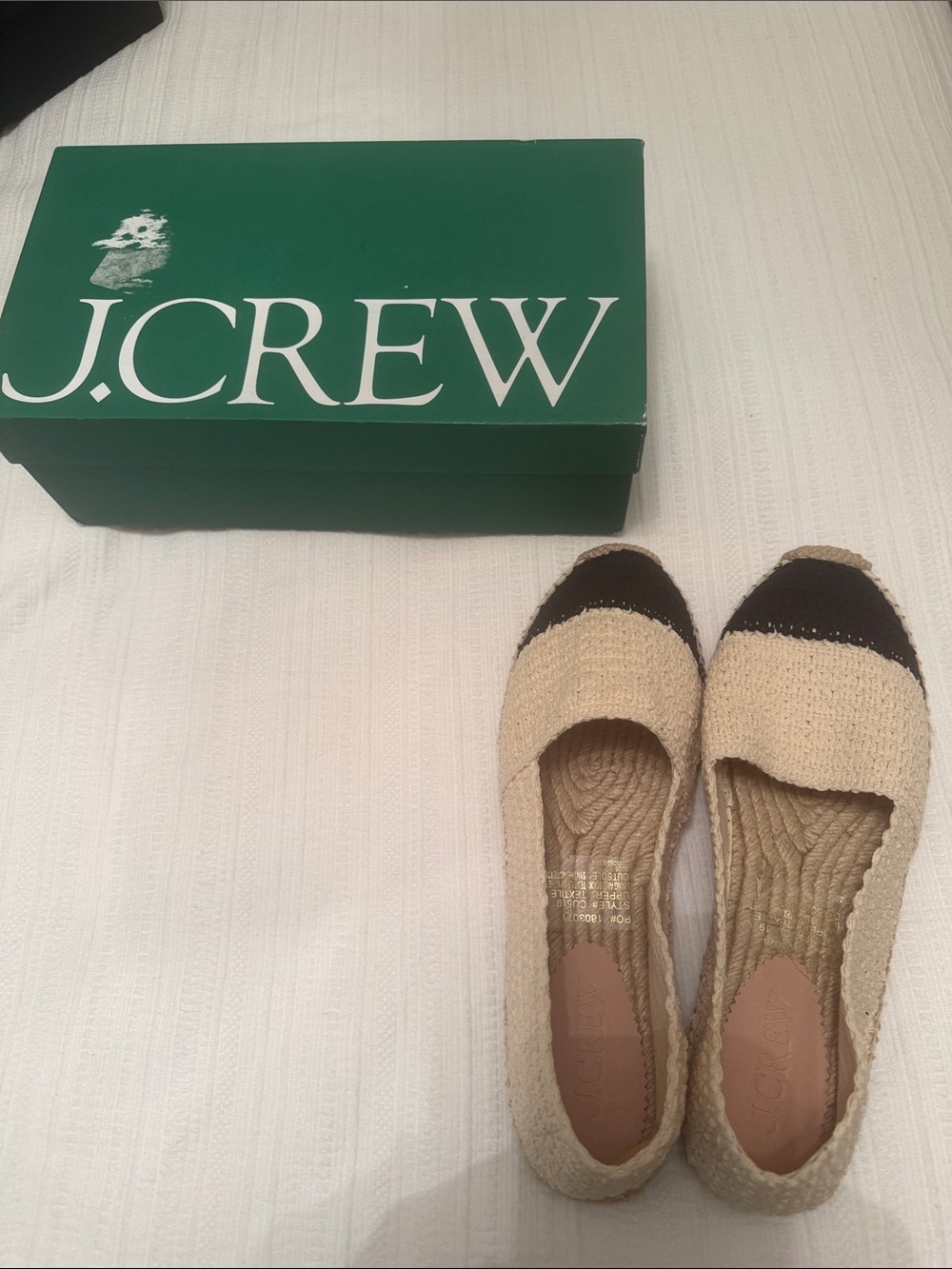 J. Crew Women's Beige and Black Espadrille Flats